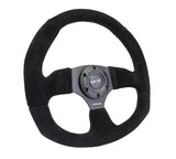 NRG Reinforced Steering Wheel (320mm Horizontal / 330mm Vertical) Black Suede w/Black Stitching - RST-009S