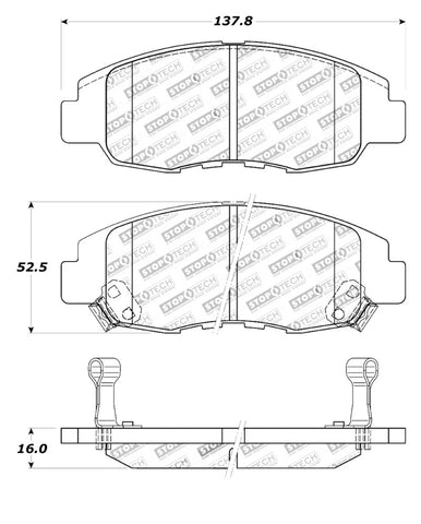 StopTech Street Touring 98-02 Honda Accord Coupe/Sedan Front Brake Pads - 308.07640