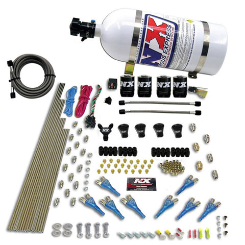 Nitrous Express Pro-Shk/Gas 4 Solenoids Nitrous Kit (200-600HP) w/10lb Bottle - 92006-10