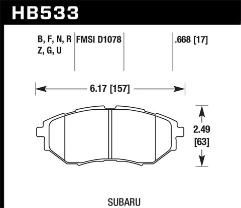 Hawk 05-08 LGT D1078 HP+ Street Front Brake Pads - HB533N.668