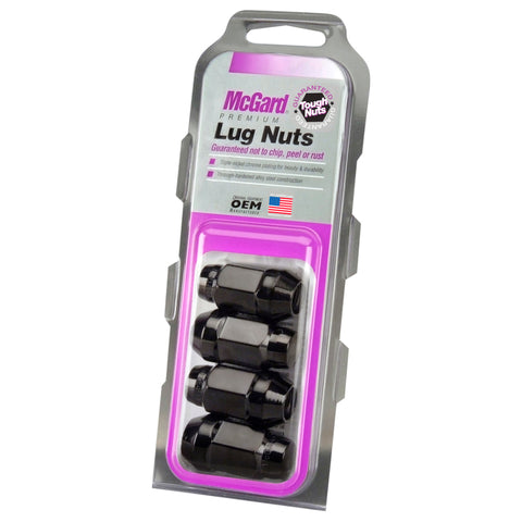 McGard Hex Lug Nut (Cone Seat Bulge Style) M14X1.5 / 22mm Hex / 1.945in. Length (4-Pack) - Black - 64034