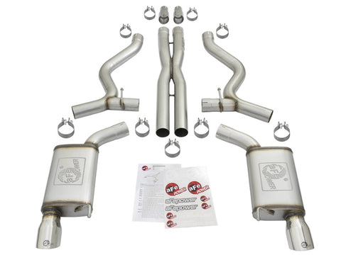 aFe MACHForce XP 3in 304 SS Cat-Back Exhausts w/ Polished Tips 15-17 Ford Mustang GT V8-5.0L/V6-3.7L - 49-33072-1P