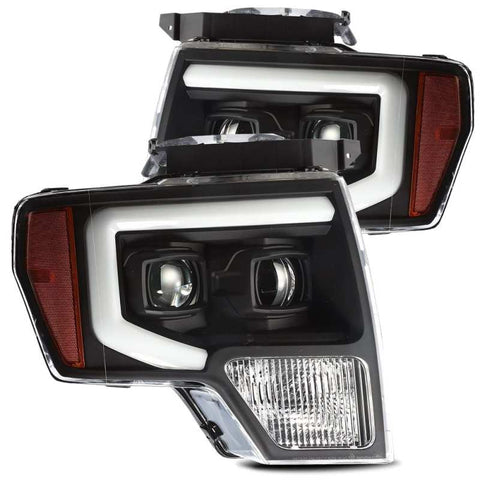 AlphaRex 09-14 Ford F-150 LUXX LED Proj Headlights Plank Style Black w/Activ Light/Seq Signal/DRL - 880179