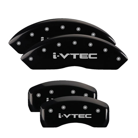 MGP 4 Caliper Covers Engraved Front & Rear i-Vtec Black finish silver ch - 20211SIVTBK