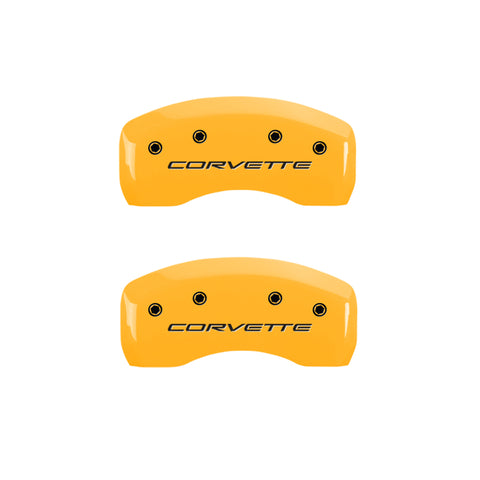 MGP 4 Caliper Covers Engraved Front & Rear C5/Corvette Yellow finish black ch - 13007SCV5YL