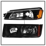 xTune 02-06 Chevy Avalanche w/Cladding OEM Bumper Light & Headlights - (BLACK) (HD-JH-CAVA02-SET-BK) - 9040641