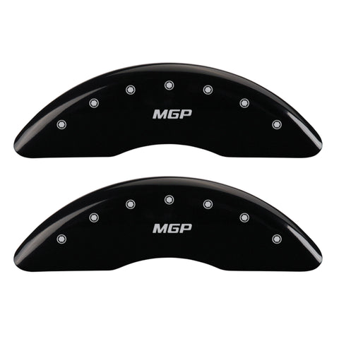 MGP 4 Caliper Covers Engraved Front & Rear MGP Black Finish Silver Char 2016 Buick Regal - 49012SMGPBK