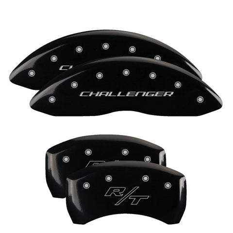 MGP 4 Caliper Covers Engraved Front Block/Challenger Engraved Rear Vintage Style/RT Blk fnsh slvr ch - 12005SCBRBK