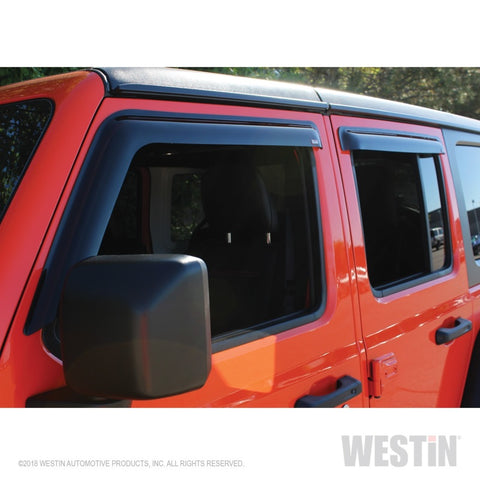 Westin 2018-2019 Jeep Wrangler JL Unlimited Wade Slim Wind Deflector 4pc - Smoke - 72-51404