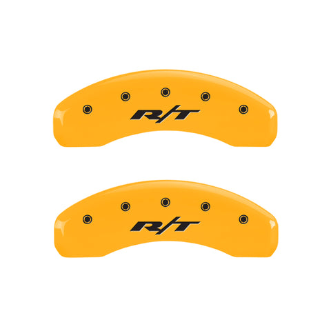 MGP 4 Caliper Covers Engraved Front & Rear RT1-Truck Yellow finish black ch - 55001SRT1YL