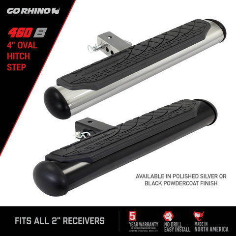 Go Rhino 4in Oval Hitch Step - Black - 460B