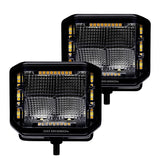 Go Rhino Xplor Blackout Combo Series Cube Sideline LED Flood Lights w/Amber 4x3 - Blk (Pair) - 750700322FCS