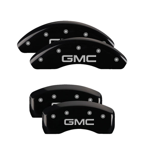 MGP 4 Caliper Covers Engraved Front & Rear GMC Black Finish Silver Char 2019 GMC Terrain - 34215SGMCBK