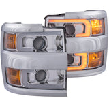 ANZO Projector Headlights 15-17 Chevrolet Silverado 2500HD / 3500HD Chrome w/ Chrome Rim - 111366