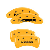 MGP 4 Caliper Covers Engraved Front & Rear Mopar Yellow Finish Black Char 2004 Chrysler Crossfire - 32011SMOPYL