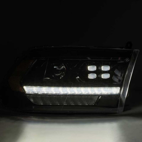 AlphaRex 09-18 Dodge Ram 1500HD PRO-Series Proj Headlight Plnk Style Blk w/Chrm Acc w/Seq Signal/DRL - 880523