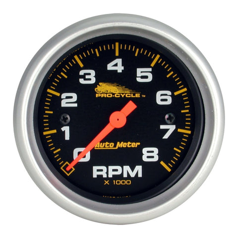 Autometer Pro-Cycle Gauge Tach 2 5/8in 8K Rpm 2&4 Cylinder Black - 19324