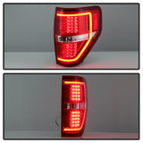 xTune 09-14 Ford F-150 Light Bar LED Tail Lights - Red Clear (ALT-JH-FF15009-LBLED-RC) - 9042201