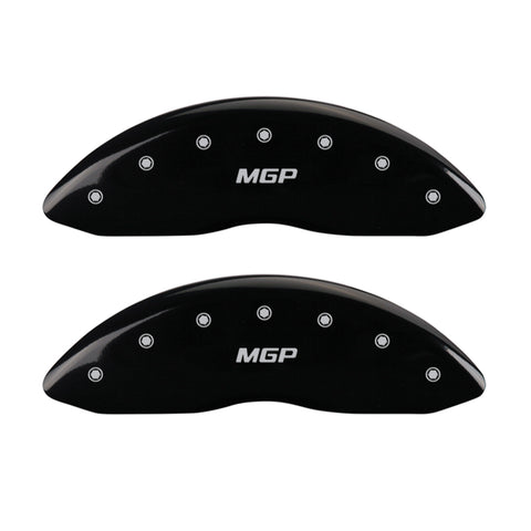 MGP 4 Caliper Covers Engraved Front & Rear MGP Black Finish Silver Char 2019 Lincoln Continental - 36023SMGPBK