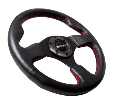 NRG Reinforced Steering Wheel (320mm) Leather w/Red Stitch - RST-012R-RS