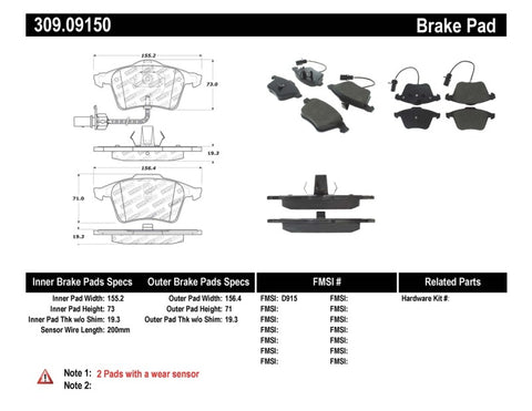 StopTech Performance Brake Pads - 309.09150