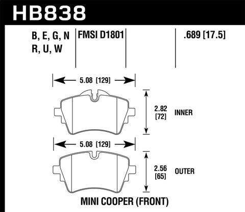 Hawk 17-19 Mini Cooper Clubman 1.5L PC Street Front Brake Pads - HB838Z.689