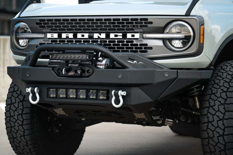 DV8 Offroad 2021+ Ford Bronco Modular Front Bumper Winch Capable w/ Auxiliary Light Mounts - FBBR-02