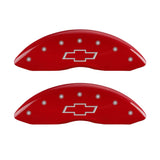 MGP 4 Caliper Covers Engraved Front & Rear Bowtie Red Finish Silver Char 2014 Chevrolet Express 2500 - 14243SBOWRD