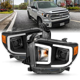 ANZO 14-17 Toyota Tundra Plank Style Projector Headlights Black w/ Amber - 111414