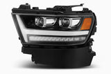 AlphaRex 19-20 Ram 1500HD PRO-Series Proj Headlights Plnk Style Jet Blk w/Activ Light/Seq Signal/DRL - 880513