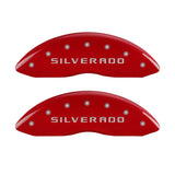 MGP 4 Caliper Covers Engraved Front & Rear Silverado Red finish silver ch - 14005SSILRD