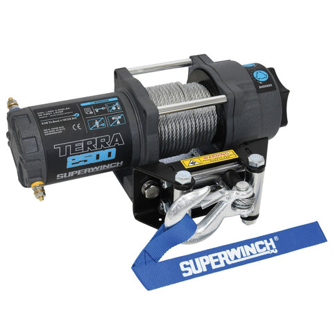 Superwinch 2500 LBS 12V DC 3/16in x 40ft Steel Rope Terra 2500 Winch - Gray Wrinkle - 1125260