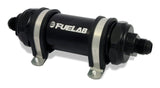 Fuelab 828 In-Line Fuel Filter Long -6AN In/Out 6 Micron Fiberglass - Black - 82831-1