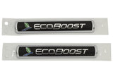 Ford Racing Black/Silver EcoBoost Emblem 3-1/2in x 9/16in - Set of 2 - M-1447-EBBLK