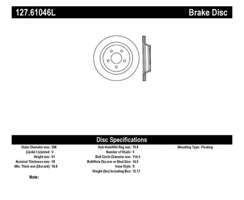 StopTech Slotted & Drilled Sport Brake Rotor - 127.61046L