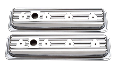 Edelbrock Valve Cover Signature Series Chevrolet 1987-1995 262-400 CI V8 Low Chrome - 4446