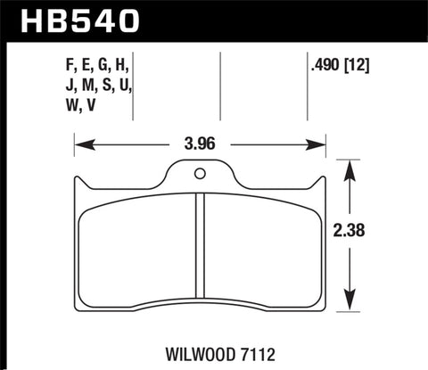 Hawk Wilwood 7112 Blue 9012 Race Brake Pads - HB540E.490