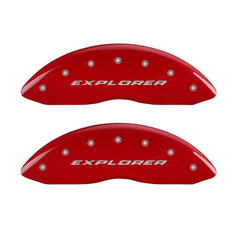 MGP 4 Caliper Covers Engraved Front & Rear Explorer Red finish silver ch - 10215SXPLRD