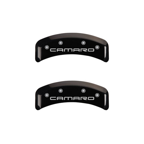 MGP 4 Caliper Covers Engraved Front & Rear Gen 4/Camaro Black finish silver ch - 14026SCA4BK