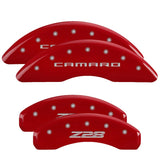 MGP 4 Caliper Covers Engraved Front Gen 5/Camaro Engraved Rear Gen 5/Z28 Red finish silver ch - 14011SZ85RD