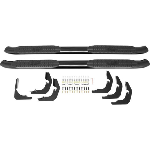 Westin 2014-2018 Chevrolet/GMC Silverado Sierra 1500 Dbl Cab PRO TRAXX 4 Oval Nerf Step Bars - Black - 21-23715