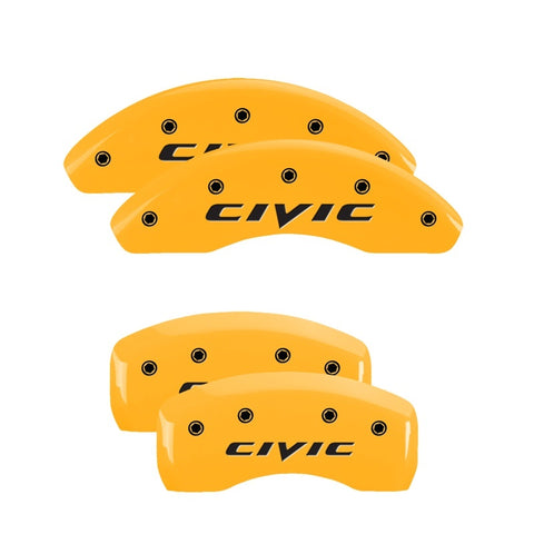 MGP 4 Caliper Covers Engraved Front & Rear Civic Yellow Finish Black Char 2003 Honda Civic - 20220SCIVYL