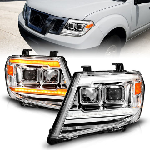 ANZO 09-20 Nissan Frontier Chrome Projector Plank Style DRL w/ Switchback & Sequential LED DRL - 111598