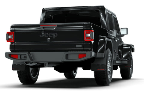 Rally Armor 19-22 Jeep Gladiator Black Mud Flap w/ Metallic Black Logo - MF84-BLK-MBK