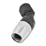 Russell Performance -6 AN Black/Silver 45 Degree Full Flow Hose End - 610093