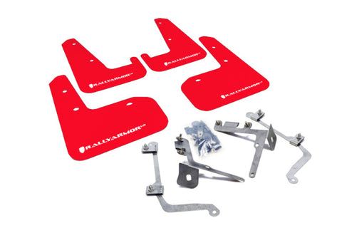 Rally Armor 11-14 Subaru WRX/STI (Sedan Only) Red UR Mud Flap w/White Logo - MF19-UR-RD/WH