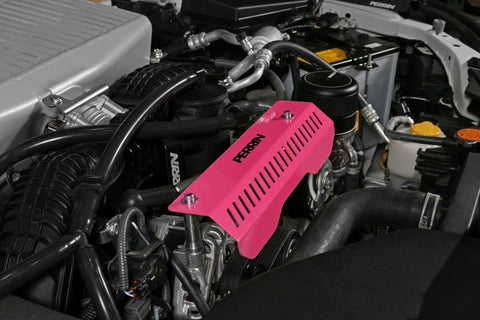 Perrin 22-23 Subaru WRX Pulley Cover (Short Version - Works w/AOS System) - Hyper Pink - PSP-ENG-154HP