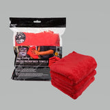 Chemical Guys Happy Ending Ultra Edgeless Microfiber Towel - 16in x 16in - Red - 3 Pack - MIC34103