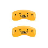 MGP 4 Caliper Covers Engraved Front & Rear Oval logo/Ford Yellow finish black ch - 10231SFRDYL