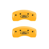 MGP 4 Caliper Covers Engraved Front & Rear Oval logo/Ford Yellow finish black ch - 10241SFRDYL